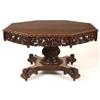 Image 1 : A Late Victorian Octagonal Oak Centre Table, the frieze carved and pierced beasts and acanthus, o...