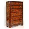 Image 1 : A 19th Century Dutch Mahogany Chest, of six long drawers flanked by canted corners, with floral m...