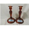 Image 1 : PAIR BROWN GLASS DEPRESSION ERA CANDLE HOLDERS