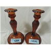 Image 2 : PAIR BROWN GLASS DEPRESSION ERA CANDLE HOLDERS