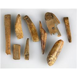 9pc Alaskan Inuit Bone & Ivory Tools