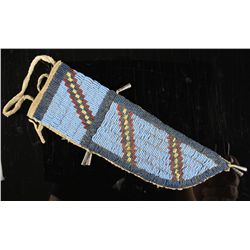 10 1/2" Beaded Leather Knife Sheath