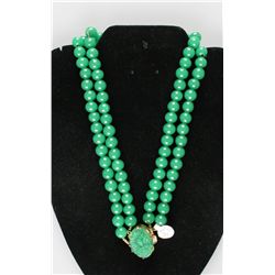 18" Oriental Green Peking Glass Necklace
