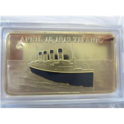 Titanic Memorial .999 gold layered bar