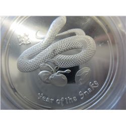 2013 Year of the Snake 100 mills silver coin