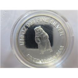 .999 Silver - Grizzly Bear motif round