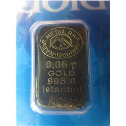 .999 gold bar (3) Nadir mint. .05 g each