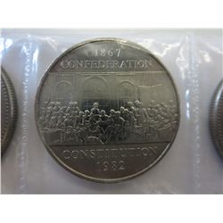 5 Old Canadian one dollar coins