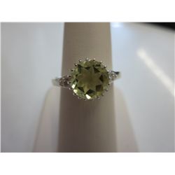 Yellow Topaz dinner ring set with 6 Diamonds
