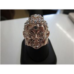 14 kt Clad - Buddha ring w/ genuine Blue Diamond