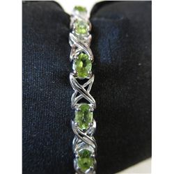 .925 Silver 12 gram Peridot tennis bracelet