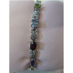 Multi-gemstone & Diamond tennis bracelet