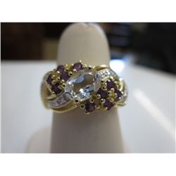 Ladies Aquamarine & Amethyst cocktail ring