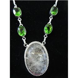 .925 Silver Rutilated Quartz drop necklace