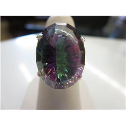 Ten carat!! oval cut Mystic Topaz solitaire ring