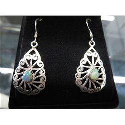 Pair of pear shaped jelly opal earrings