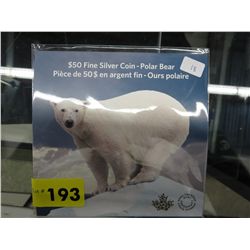 RARE 2014 Canada Polar Bear silver $50.00 coin