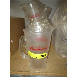6 plastic beer jugs with Budweiser logos - NEW