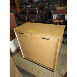 Storage cabinet with rolling door