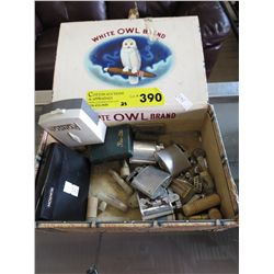 White Owl cigar box & contents