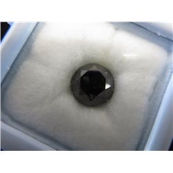 Natural jet black round diamond 2.44 ct.