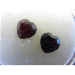 2 matched red garnet faceted hearts