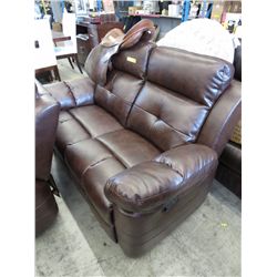 New brown leather reclining loveseat