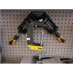 2 C-clamps and a corner clamp