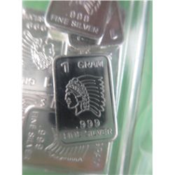 10 x .999 solid silver Indian head bars