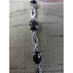 Sterling Silver Sapphire & Diamond tennis bracelet