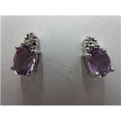 Brand new Amethyst & Diamond stud earrings