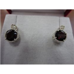 Brand new Garnet & Diamond earrings in Silver