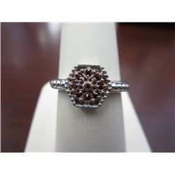 Rare Red Diamond cocktail ring set with 9 Diamonds