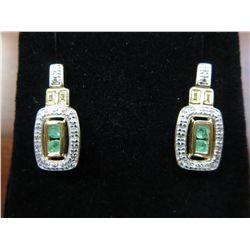 Brand new Emerald & Diamond Sterling earrings
