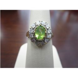 Peridot, Diamond & Silver cocktail ring