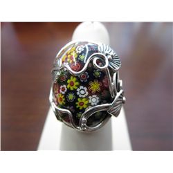 Murano Glass custom made Silver ring