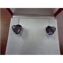 Heart shaped- cushion cut Amethyst earrings