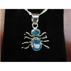 One of a kind - Blue Topaz  spider necklace