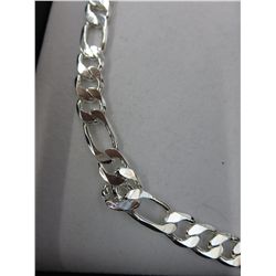 Silver clad men's Italian Figaro link necklace