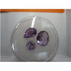 Three cut Amethysts