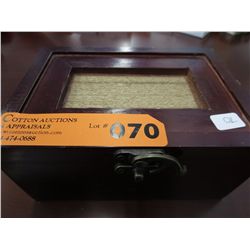 Estate wood box filled with jewelry