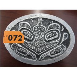 Primitive hand poured metal Native plate