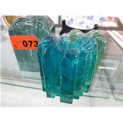 3 Vintage art glass candle holders