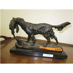 Bronze Setter with Bird statuette - cast