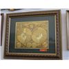 Image 1 : Framed and matted gold foil map