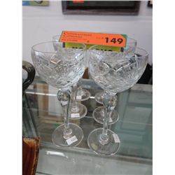 6 Crystal long stemmed goblets