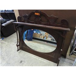Vintage hall mirror, carved top, Victorian ca1880