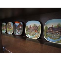 5 vintage English plaster wall plaques