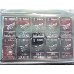 10 x .999 solid silver American Eagle bars