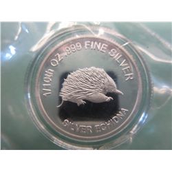 South Sydney Mint .999 silver Hedgehog coin